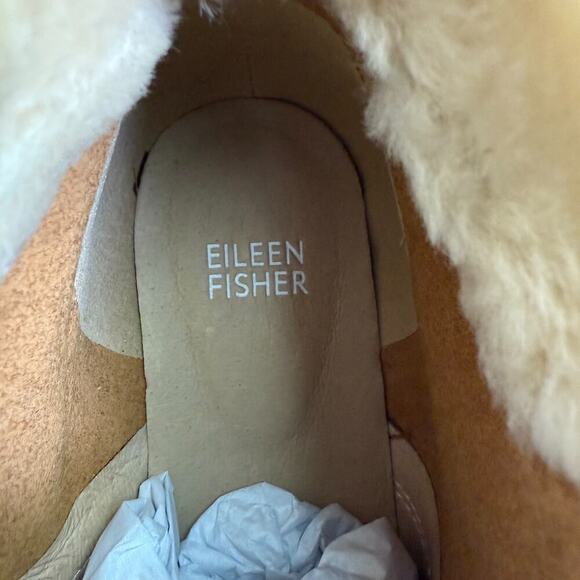 Eileen Fisher Kenille Sport Suede Boot Lace Up Fleece Syrup Brown Women's Size 8 - Picture 5 of 7
